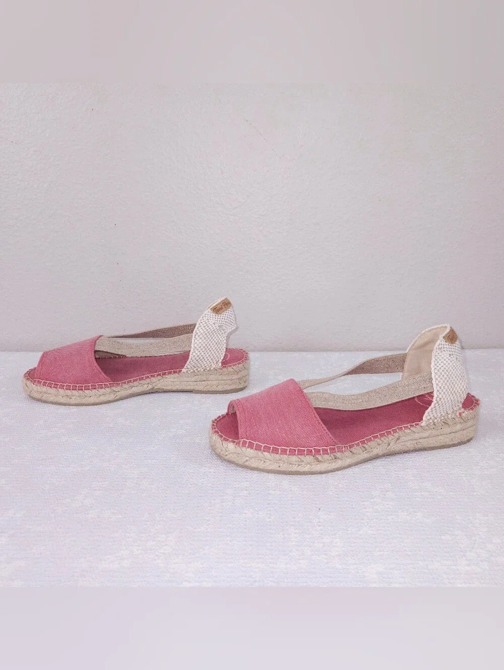 Toni Pons Elora-V Espadrille Sandals Blush Pink Slip-On Peep-Toe Flats